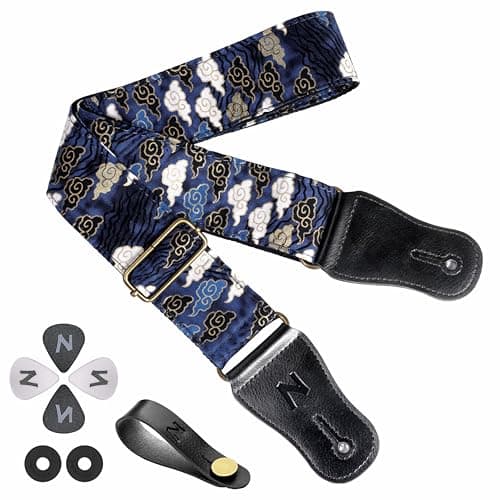 Cotton Guitar Strap for Acoustic Guitar and Ukulele with Accessories — I# - Begonia