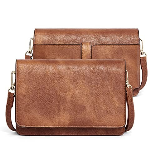 BROMEN Women's Crossbody Bag: Small Cell Phone Wristlet Wallet Clutch — Mocha Brown