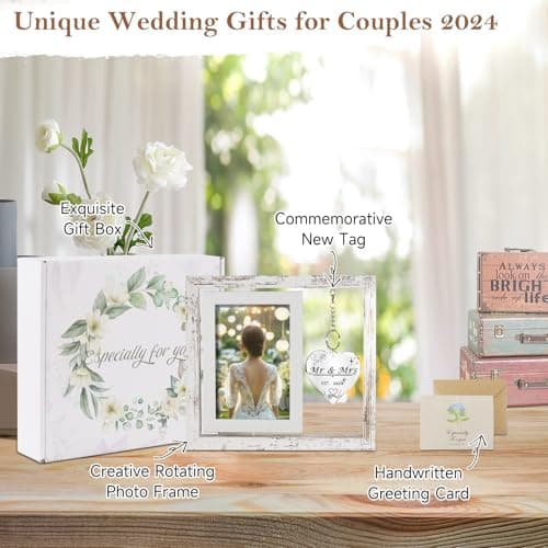 Personalized Mr & Mrs Rotating Floating Picture Frame 4x6