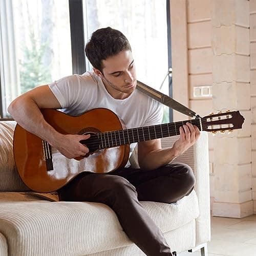 Brown Leather Guitar Strap, 3" Wide Comfortable Foam Padded, Adjustable 51-57", Strap Locks & Picks, for Bass/Electric/A