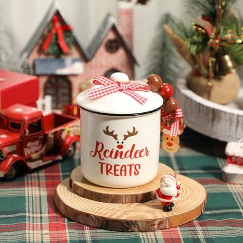 Christmas Reindeer Treats Canister for Tiered Tray Decoration