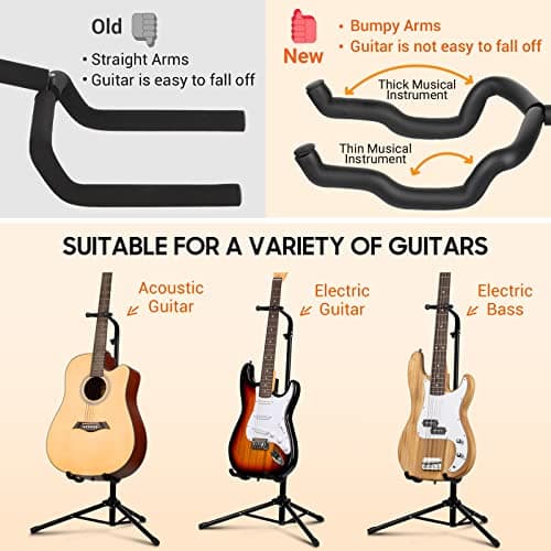 CAHAYA Black Height Adjustable Guitar Stand for Acoustic Electric Classical Bass Banjo