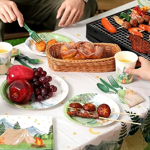 20-Person Camping Party Tableware Set for Kids Forest Adventure Theme