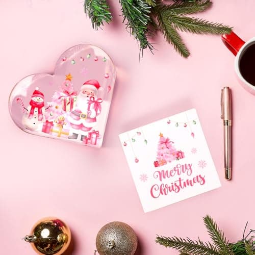 Pink Christmas Gifts for Women, Acrylic Christmas Decor for Office or Home