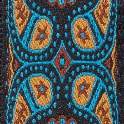 KLIQ Vintage Woven Guitar Strap for Acoustic & Electric Guitars — Paisley Turquoise & Coffee