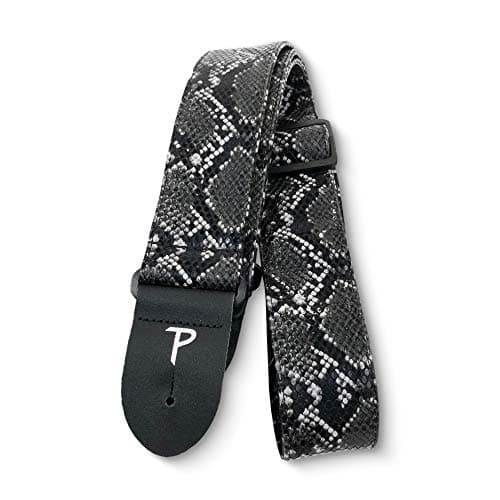 Perri’s Faux Snake Skin Guitar Straps - Jacquard Patterned, Adjustable 40" to 60", Black