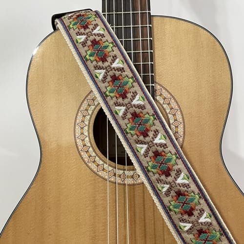 Handmade Jacquard Embroidery Cotton Guitar Strap for Bass, Electric & Acoustic