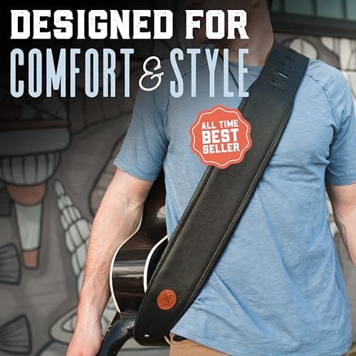 Levy's Leathers Signature Legacy 4.5" Black Garment Leather Guitar Strap