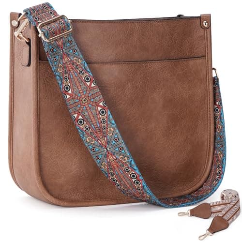 Caitina Women's Vegan Leather Adjustable Strap Crossbody Hobo Purse — A21-wheat Colored