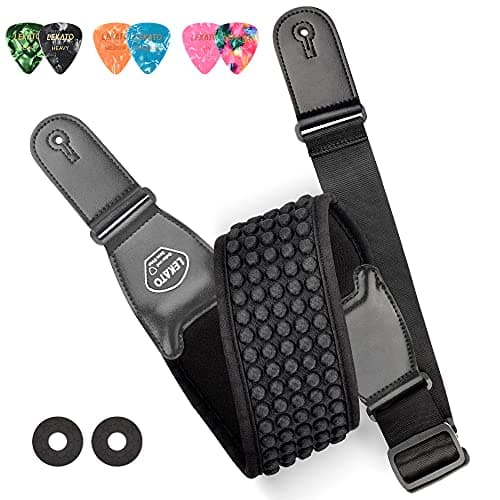 LEKATO Electric Guitar Bass Straps 3.5" Wide Padded Neoprene Pad Adjustable 45-55" with Locks