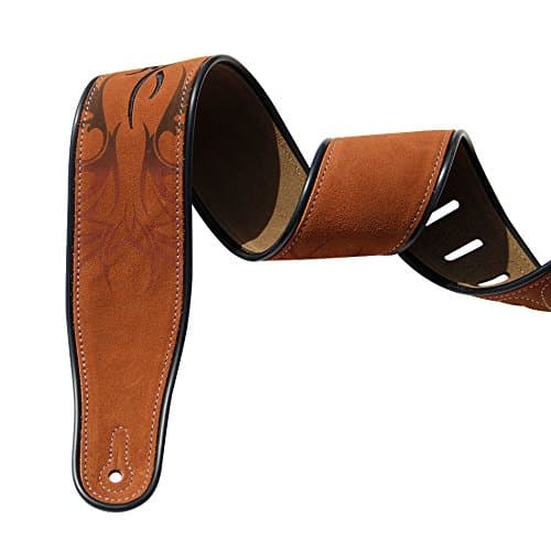 Deluxe Italian Leather Guitar Strap, Super Soft Suede, 2.5" Wide, Adjustable 43.5" to 56"