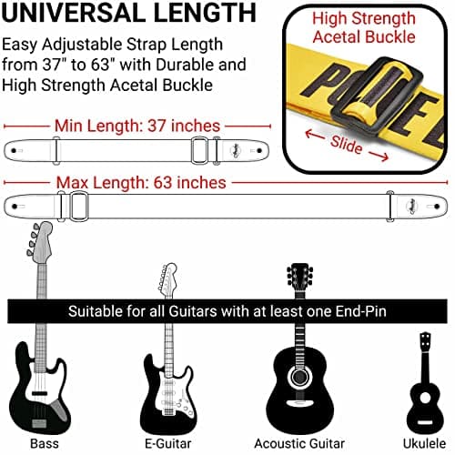 Amumu Acoustic Electric & Bass Guitar Strap with Print - DO NOT CROSS POLICE LINE