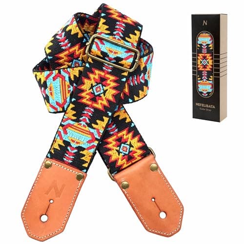 Nefelibata Cool Woven Guitar Strap for Acoustic, Bass, Electric - Gift for Guitarists — Bohemian Yellow