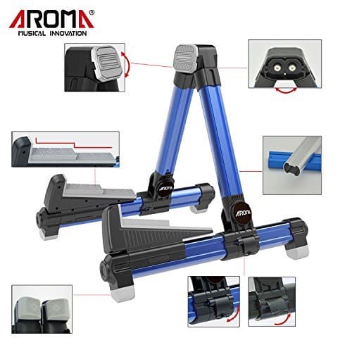 Foldable Aluminum Guitar Stand for All Strings - Blue Steady & Portable Protection