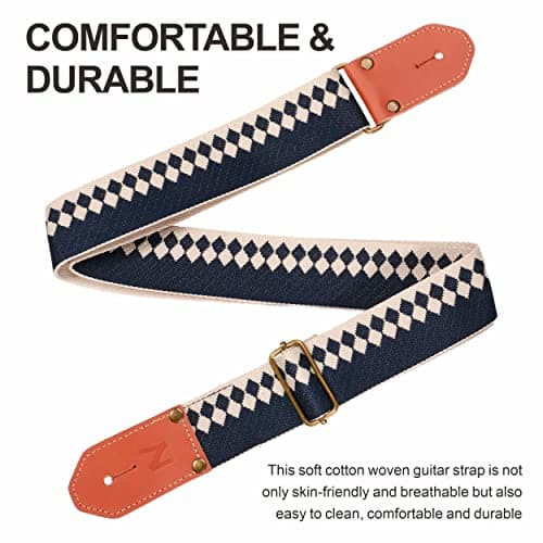 Nefelibata Cool Woven Guitar Strap - Diamond Blue Leather Ends