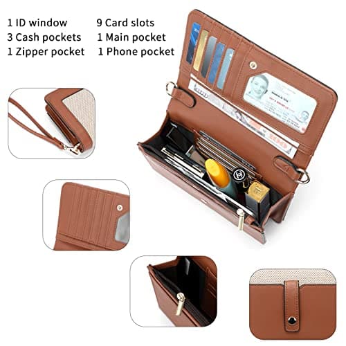 BROMEN Women's Crossbody Bag: Small Cell Phone Wristlet Wallet Clutch