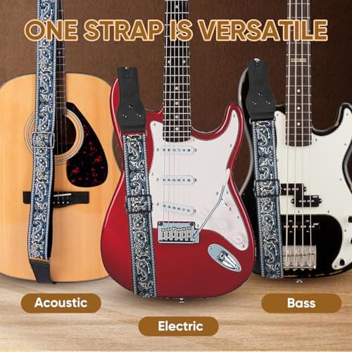 Jacquard Embroidered Cotton Guitar Straps for Acoustic Guitars with Real Leather Ends
| Real Leather Ends Jacquard Embroidered Cotton Guitar Straps for Acoustic Guitars
| Acoustic Guitars Premium Jacquard Embroidered Cotton Guitar Straps with Leathe