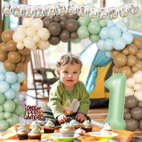 One Happy Camper 1st Birthday Camp Themed Decor - Banner, Balloons, More