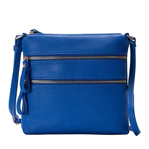 Solene Small Multi-Zip Pocket Crossbody Travel Purse — Royal Blue