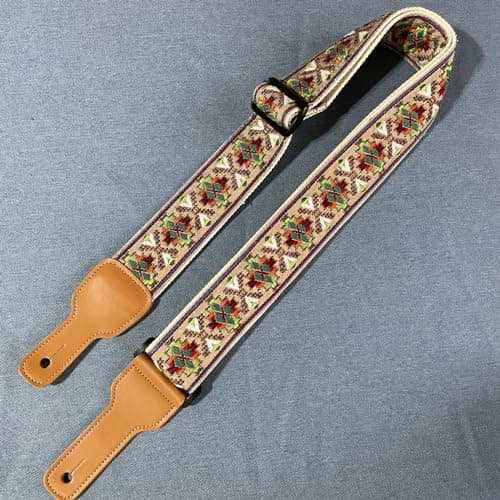 Handmade Jacquard Embroidery Cotton Guitar Strap for Bass, Electric & Acoustic
