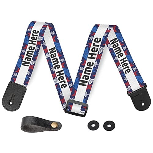 Custom Personalized American Flag Guitar Strap - Bass Electric Acoustic — White-6