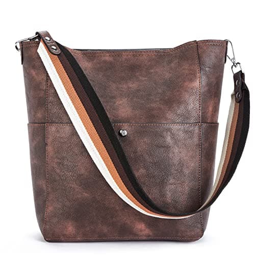 BROMEN Women's Leather Hobo Bag Designer Shoulder Purse — Coffee Rough Grain