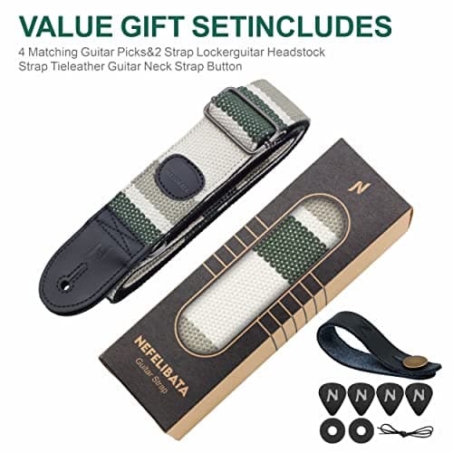 Thicker Woven Guitar Strap with Pick Pocket for Bass, Electric and Acoustic Guitars