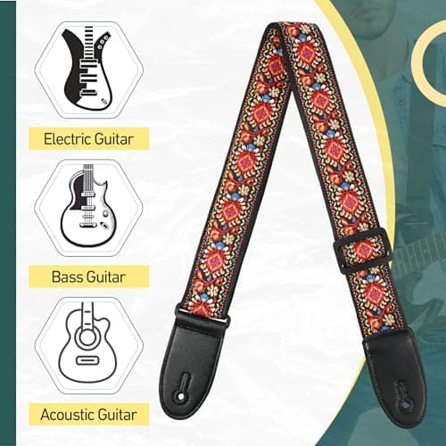 Adjustable 4-Piece Electric & Bass Guitar Strap Belt, Cotton