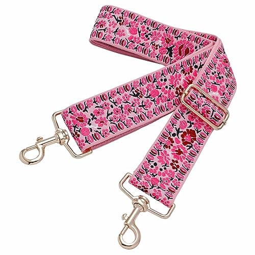 Nefelibata Adjustable 2 Purse Strap - Multi-Pattern Crossbody Replacement — Rose Embroidery