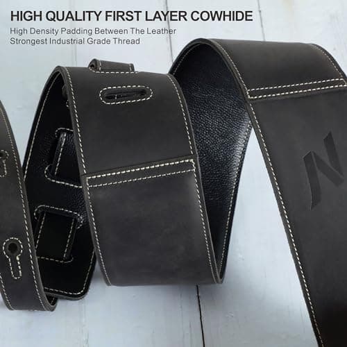 Nefelibata Aged Black 3" Guitar Strap with Foam Padding and Cable Loops