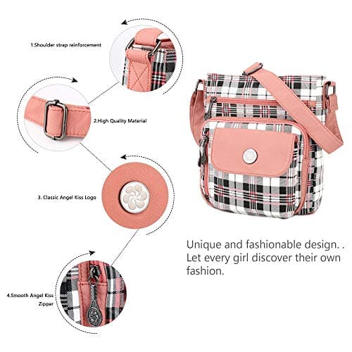 Angel Kiss Vegan Leather Crossbody Bag for Women Adjustible Strap