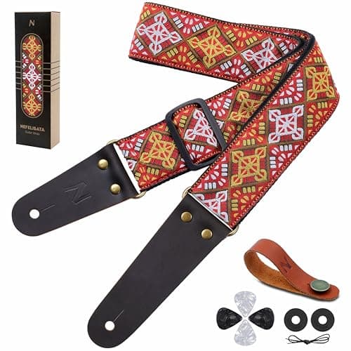Nefelibata Guitar Strap with Hidden Pocket for Bass, Electric, and Acoustic Guitars — Shield