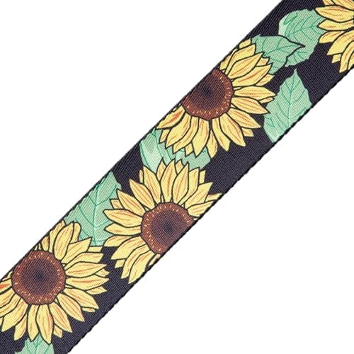 Levy's Leathers Black and Yellow Sunflower Guitar Strap MP2-009