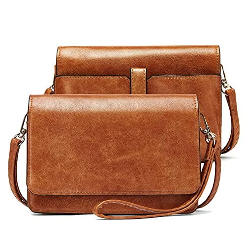 BROMEN Women's Crossbody Bag: Small Cell Phone Wristlet Wallet Clutch — 0 Brown