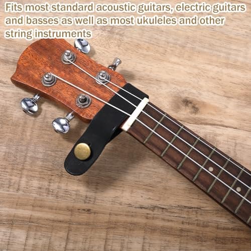 2pcs Leather Guitar Neck Strap with Button Lock for Acoustic & Electric Guitars, Ukulele Accessories