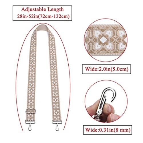 LVYOUME Silver Hardware 2" Wide Adjustable Crossbody Bag Strap Belt Replacement