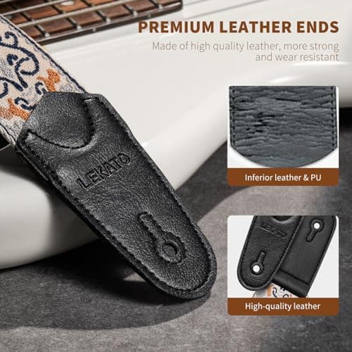 LEKATO Electric Bass Acoustic Guitar Floral Jacquard Embroidery 2" Wide Padded Guitar Straps with Picks & Blocks (Blue Flower White)
LEKATO Electric Bass Acoustic Guitar Floral Jacquard Embroidery 2" Wide Guitar Strap for Comfort and Style (Blue Flow