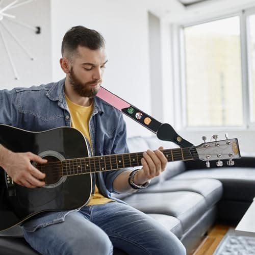 BestSounds Guitar Strap with Leather Head & Pick Holder Pockets