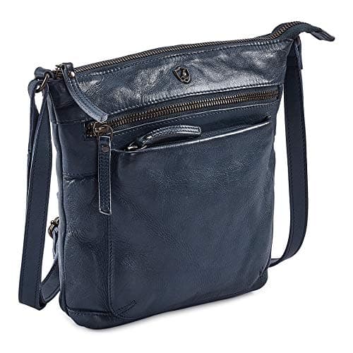 Vintage Real Leather Crossbody Bag for Women Travel Shoulder Purse Small — Ocean Blue Washed Vintage