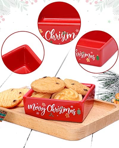 Christmas Mini Candy Dish Set of 2 for Tiered Tray Decor - Farmhouse Home Decor Gift Idea for Housewarming or Thanksgiving
