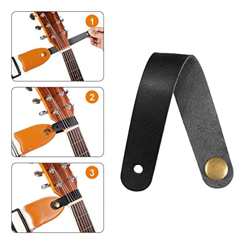 6 Pack Leather Headstock Button for Acoustic Guitar Straps Classic Style