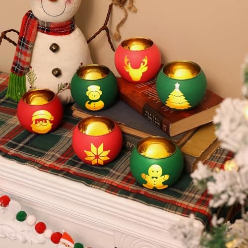 6-Piece Christmas Candle Holder Set for Home Holiday Decor