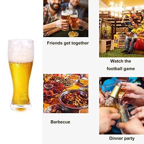 18oz Classic Craft Beer Glasses - Set of 6 Pilsner Glasses for Men