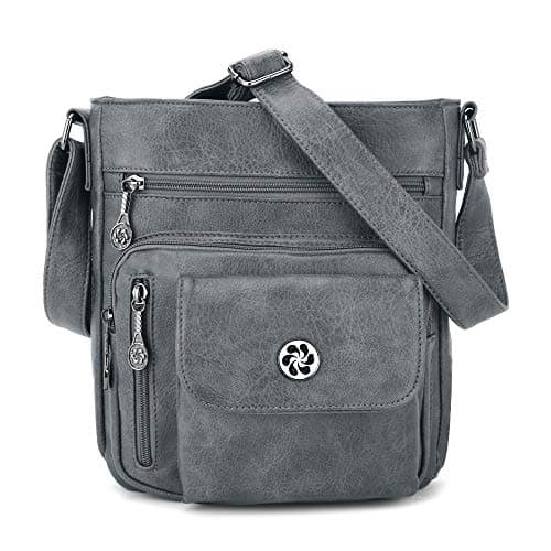 Angel Kiss Vegan Leather Crossbody Bag for Women Adjustible Strap — 3pewter