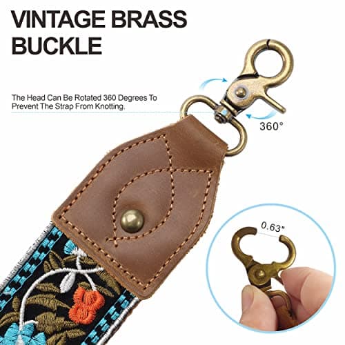 Nefelibata Purse Strap - Wide Leather Shoulder Strap with Embroidery