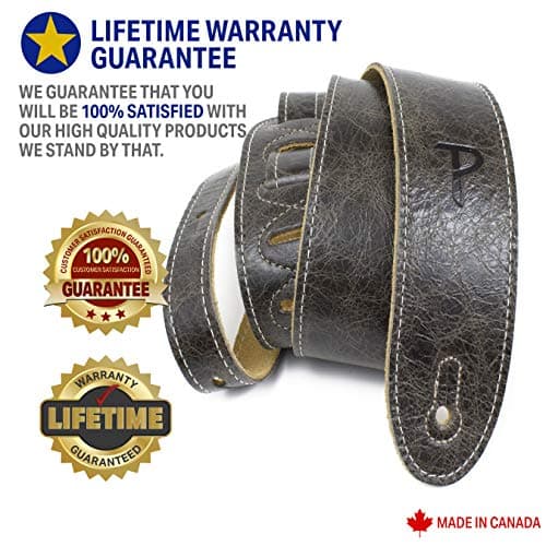 Perri’s Adjustable Vintage Brown Leather Guitar Strap for All Sizes