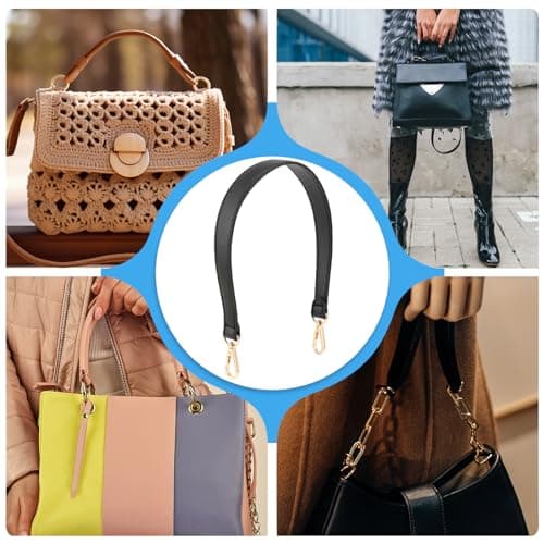 Salbsever Black Leather 19inch Shoulder Strap for Handbags