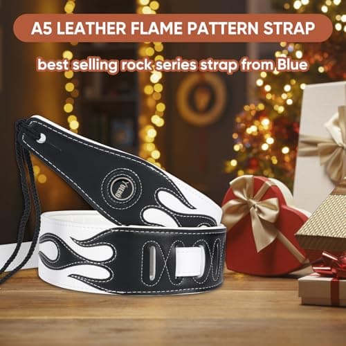 Black Flame Series Leather Guitar & Bass Strap