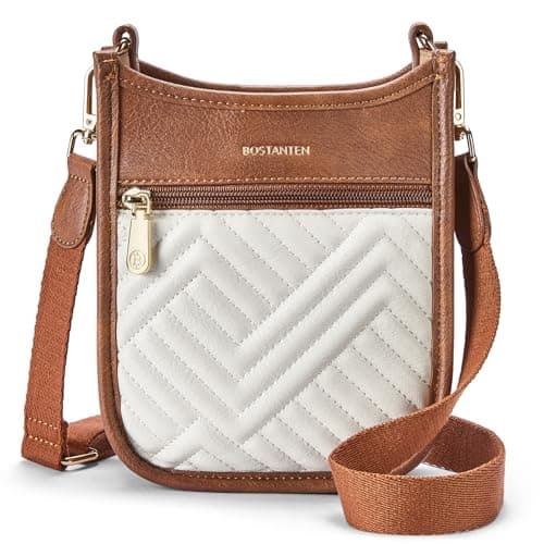 BOSTANTEN Women's Mini Crossbody Tote with Adjustable Strap — C01-beige With Brown