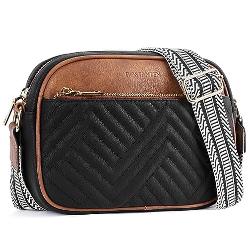 BOSTANTEN Quilted Crossbody Bags for Women — Black&brown